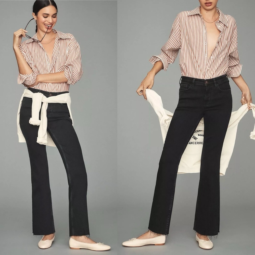 Anthropologie Pants Womens 28 Black Pilcro The Yaya Jeans Raw Hem Stretch Denim